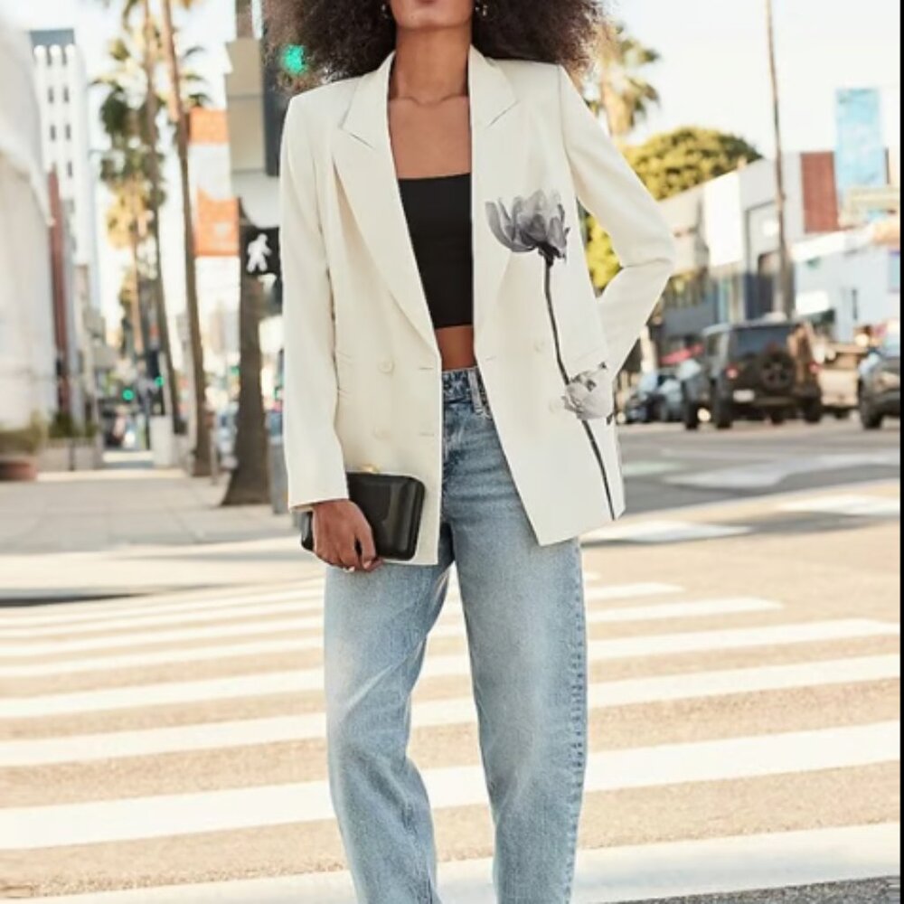 NWT EXPRESS Double Breasted Hand Painted Blazer